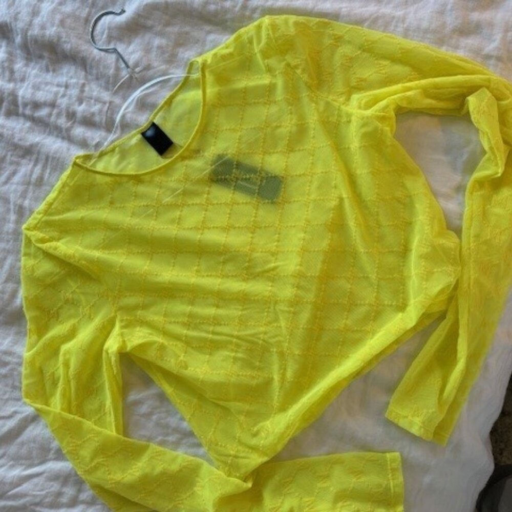 Mesh yellow crop top